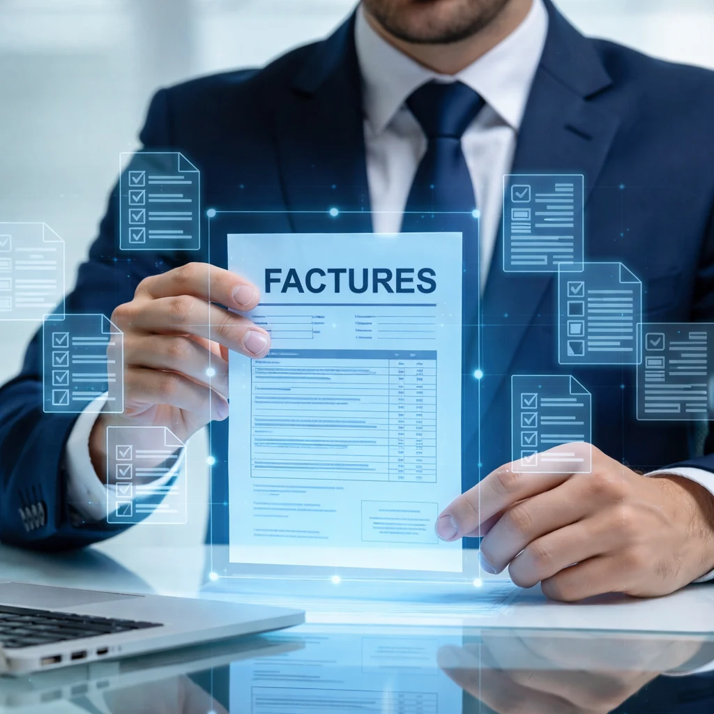Professionnel gérant des factures électroniques numériques